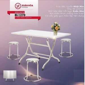 BÀN ĂN INOX 304 XUÂN HÒA MẶT CHỮ NHẬT BI5-1270-304