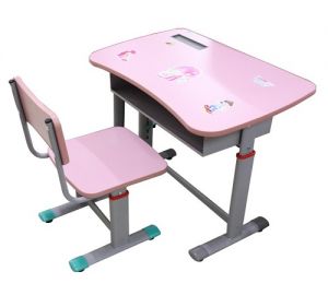BÀN HỌC CHO BÉ GÁI BẰNG GỖ - BÀN HỌC BÉ GÁI MÀU HỒNG ĐIỀU CHỈNH ĐỘ CAO BHS03-H